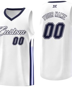Custom White Navy-Classic Tops Mesh Sport Basketball Jersey