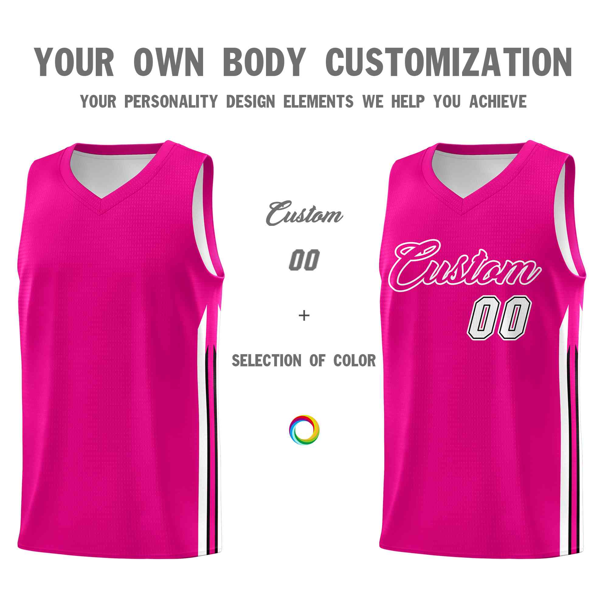 Custom Pink White-Classic Tops Mesh Sport Basketball Jersey - Image 3