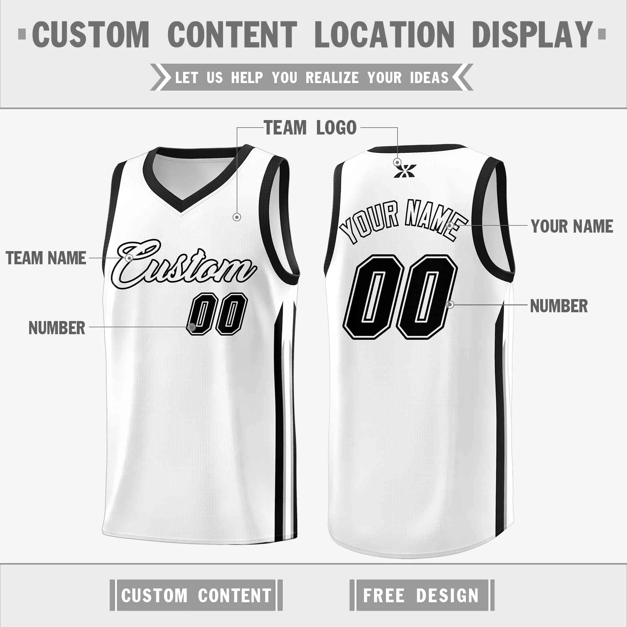 Custom White Black-Classic Tops Mesh Sport Basketball Jersey - Image 2