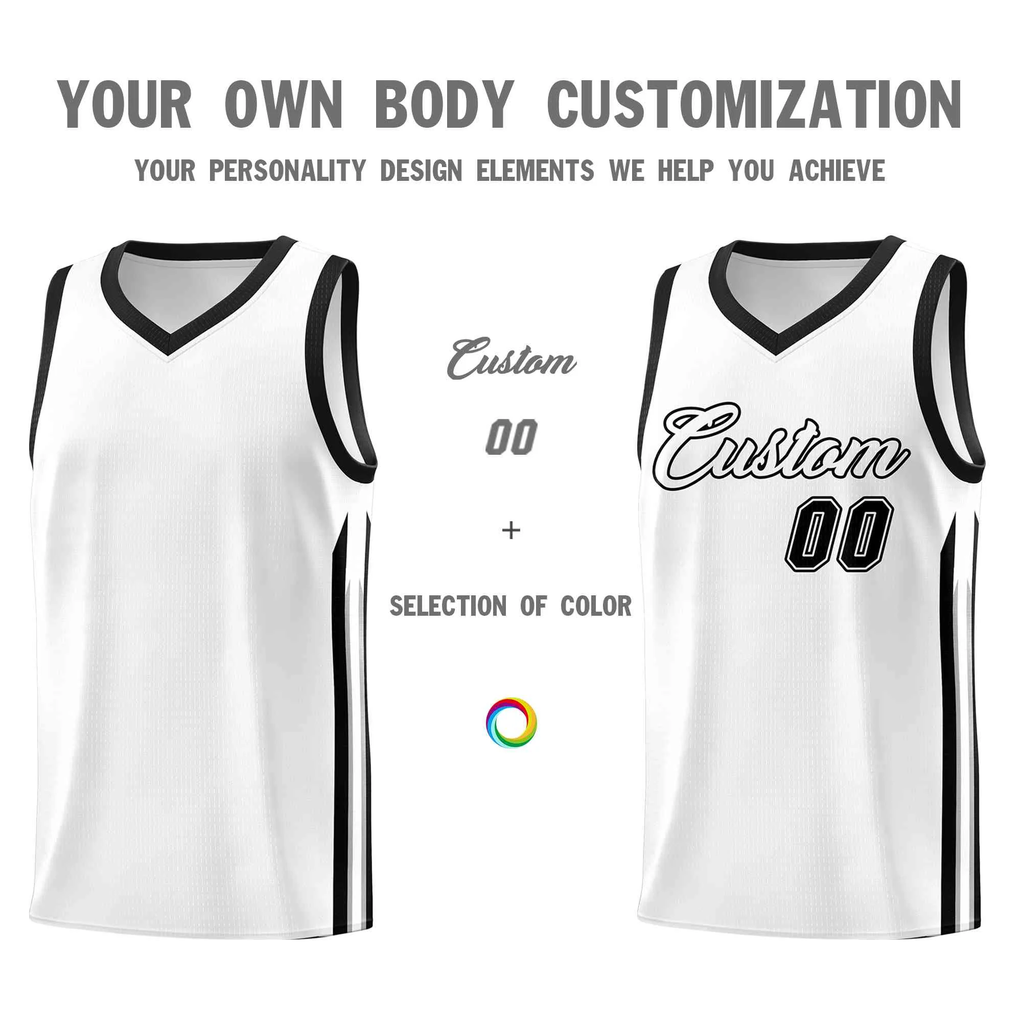 Custom White Black-Classic Tops Mesh Sport Basketball Jersey - Image 3