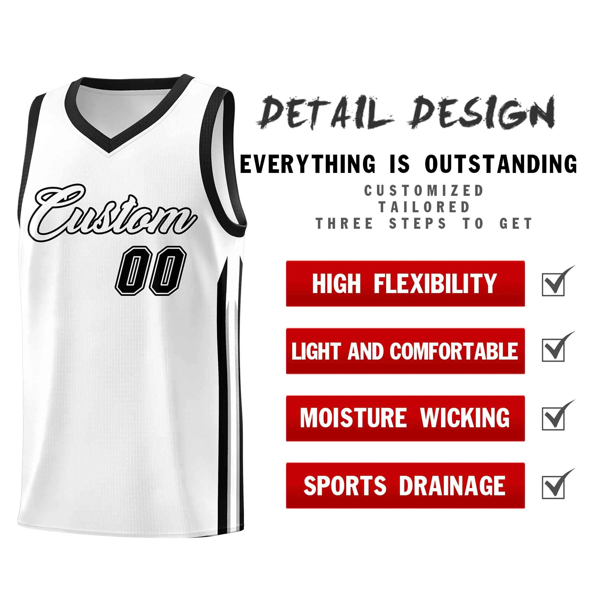 Custom White Black-Classic Tops Mesh Sport Basketball Jersey - Image 4