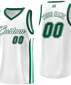 Custom White Green-Classic Tops Mesh Sport Basketball Jersey