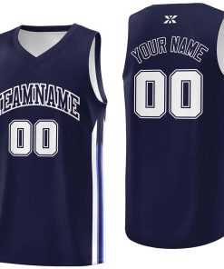 Custom Navy White-Classic Tops Mesh Sport Bull Basketball Jersey
