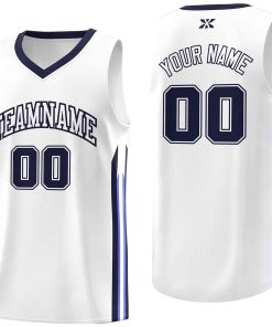 Custom White Navy-Classic Tops Mesh Sport Bull Basketball Jersey