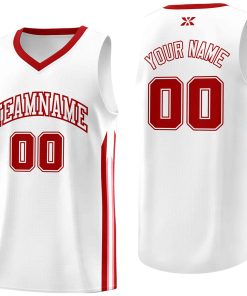 Custom White Red-Classic Tops Mesh Sport Bull Basketball Jersey
