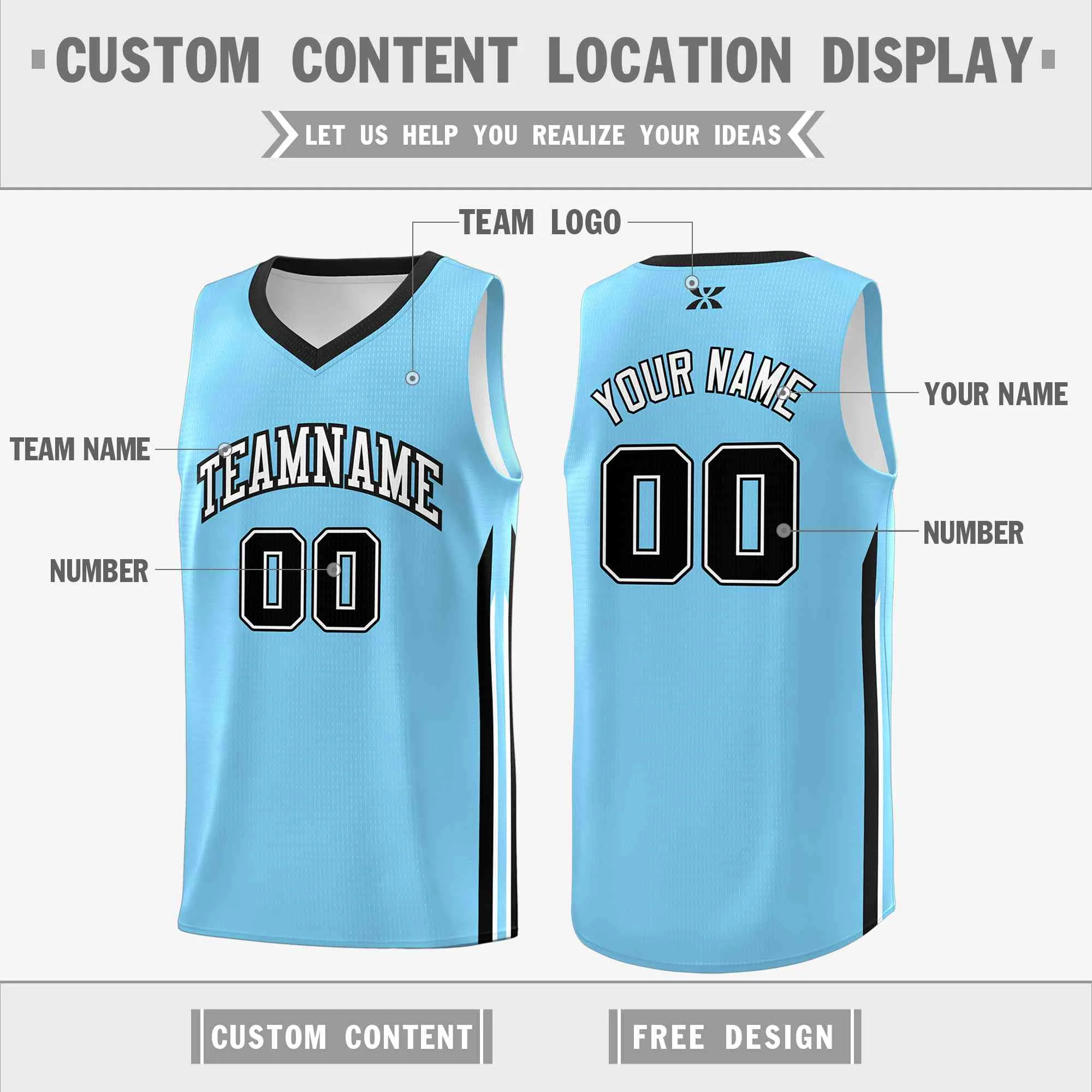 Custom Light Blue White-Classic Tops Mesh Sport Bull Basketball Jersey - Image 2