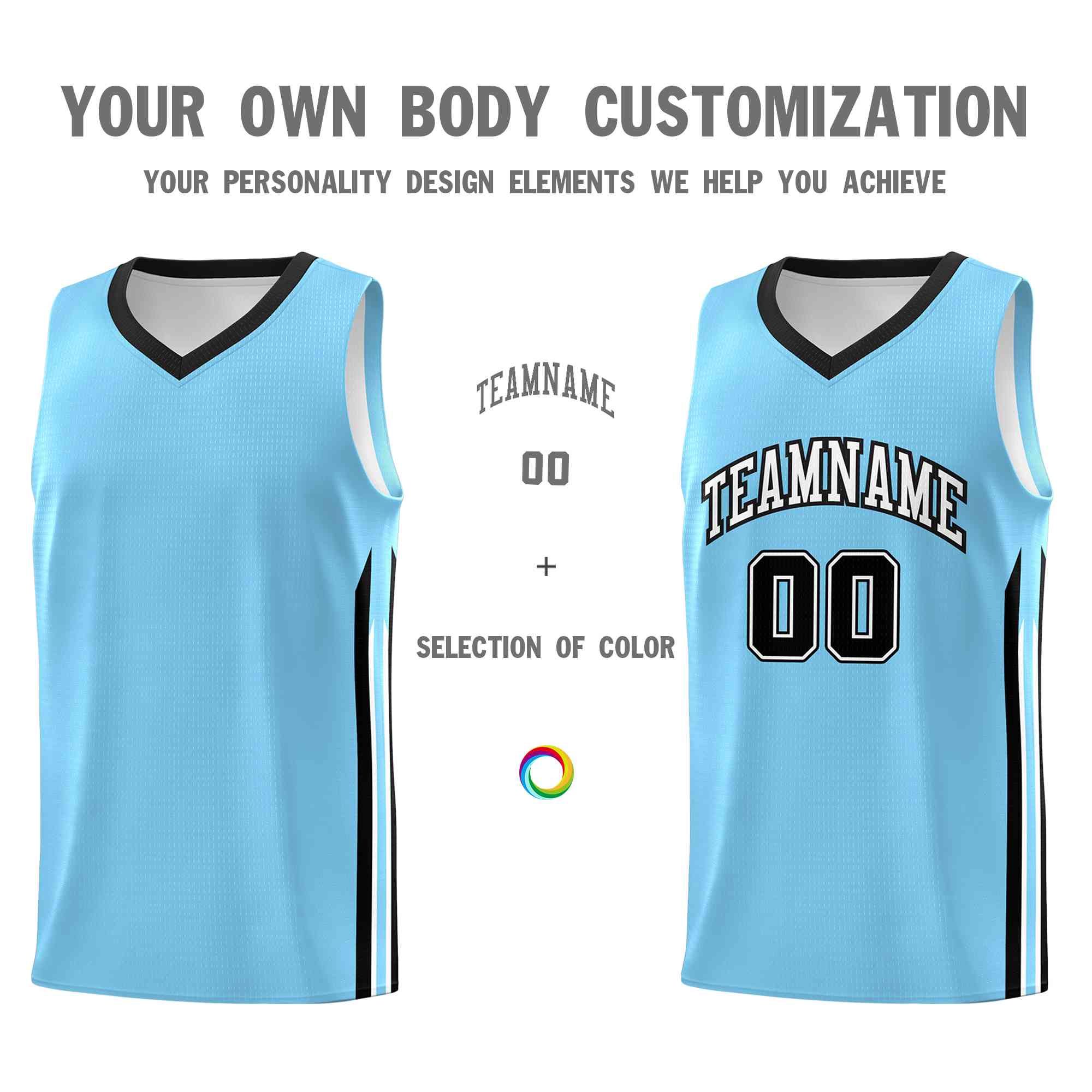 Custom Light Blue White-Classic Tops Mesh Sport Bull Basketball Jersey - Image 3