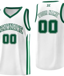 Custom White Green-Classic Tops Mesh Sport Bull Basketball Jersey