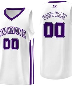 Custom White Purple-Classic Tops Mesh Sport Bull Basketball Jersey