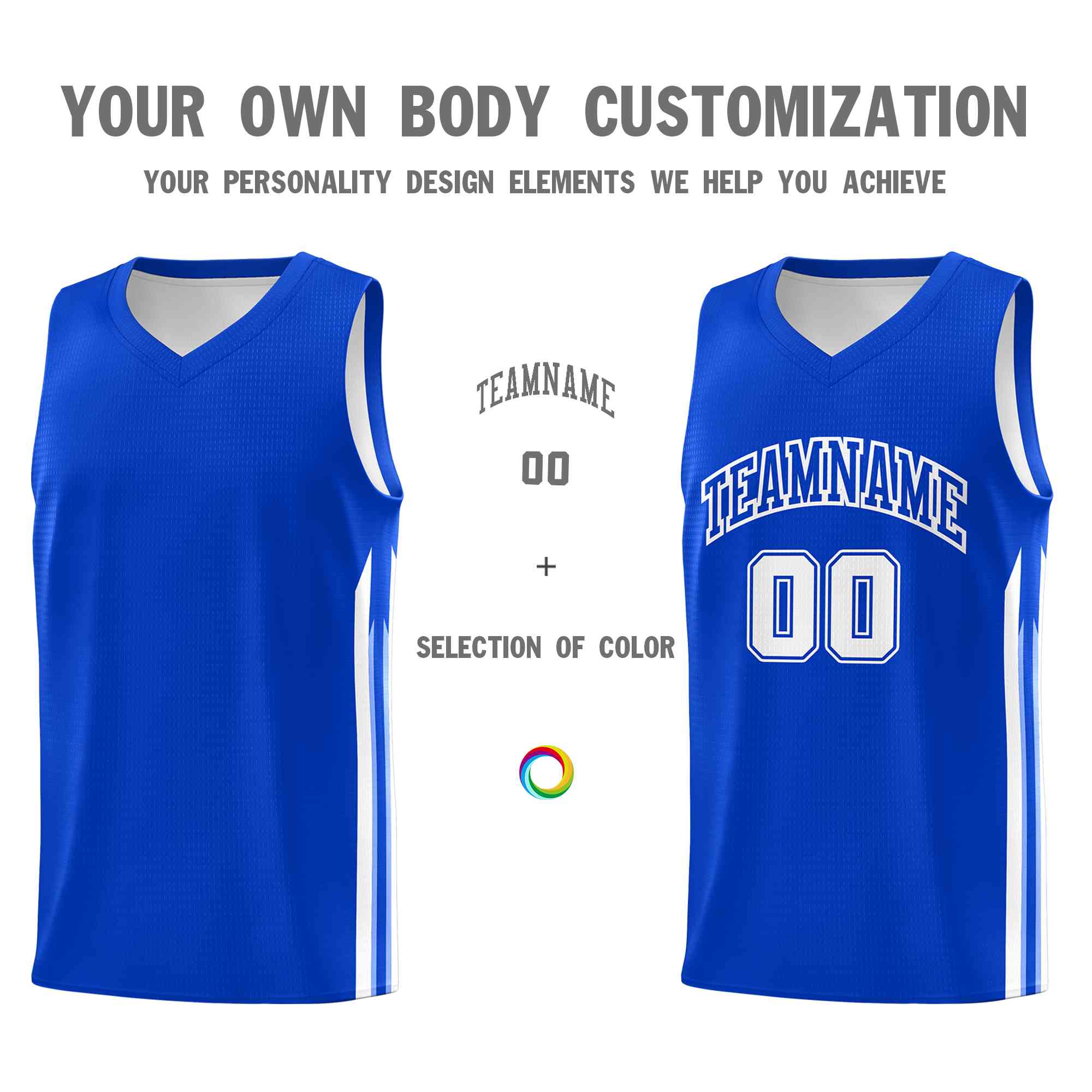 Custom Royal White-Classic Tops Mesh Sport Bull Basketball Jersey - Image 3