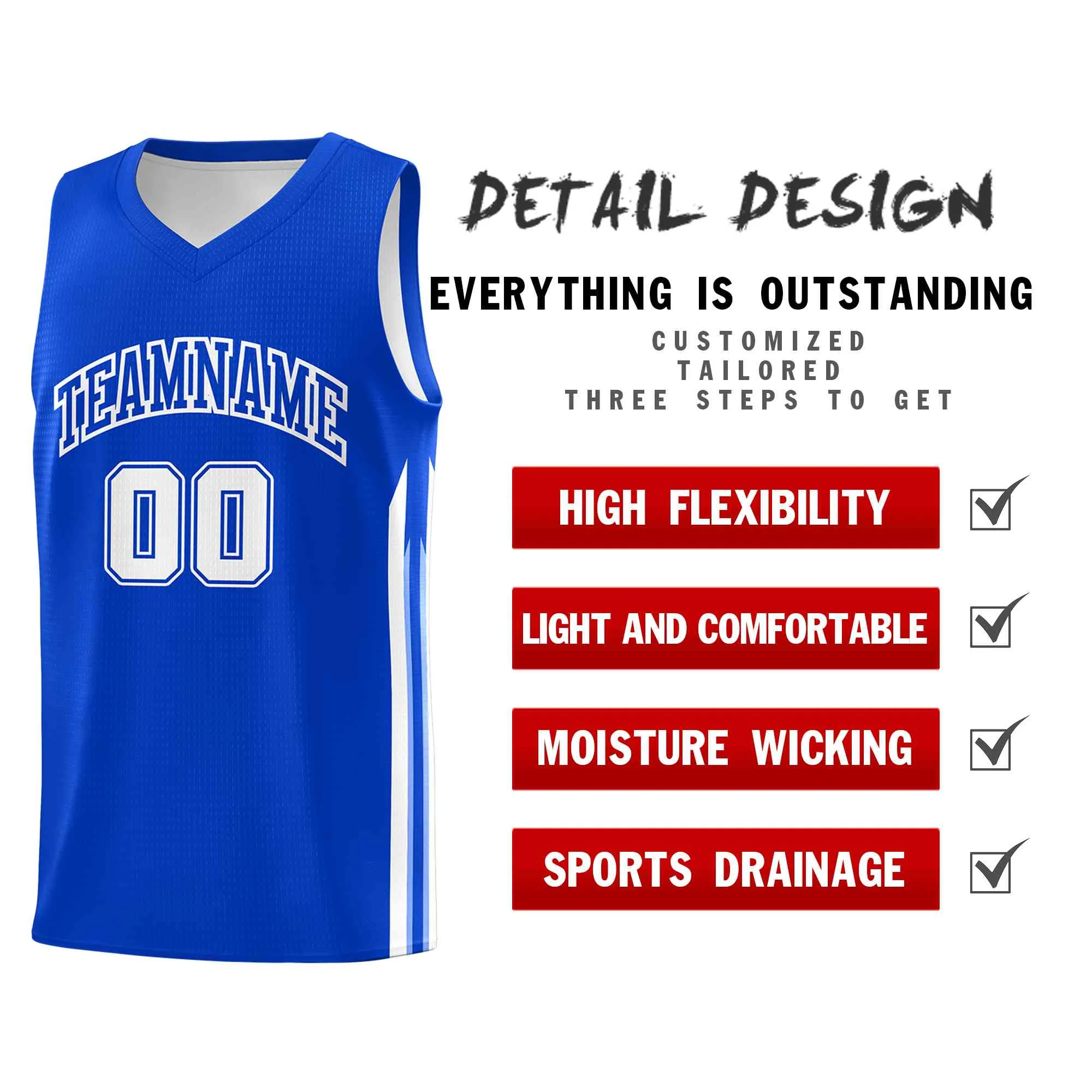 Custom Royal White-Classic Tops Mesh Sport Bull Basketball Jersey - Image 4