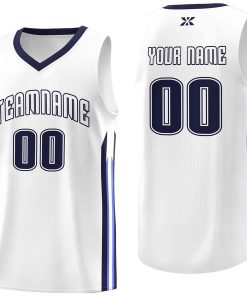 Custom White Navy-Classic Tops Mesh Sport Basketball Jersey