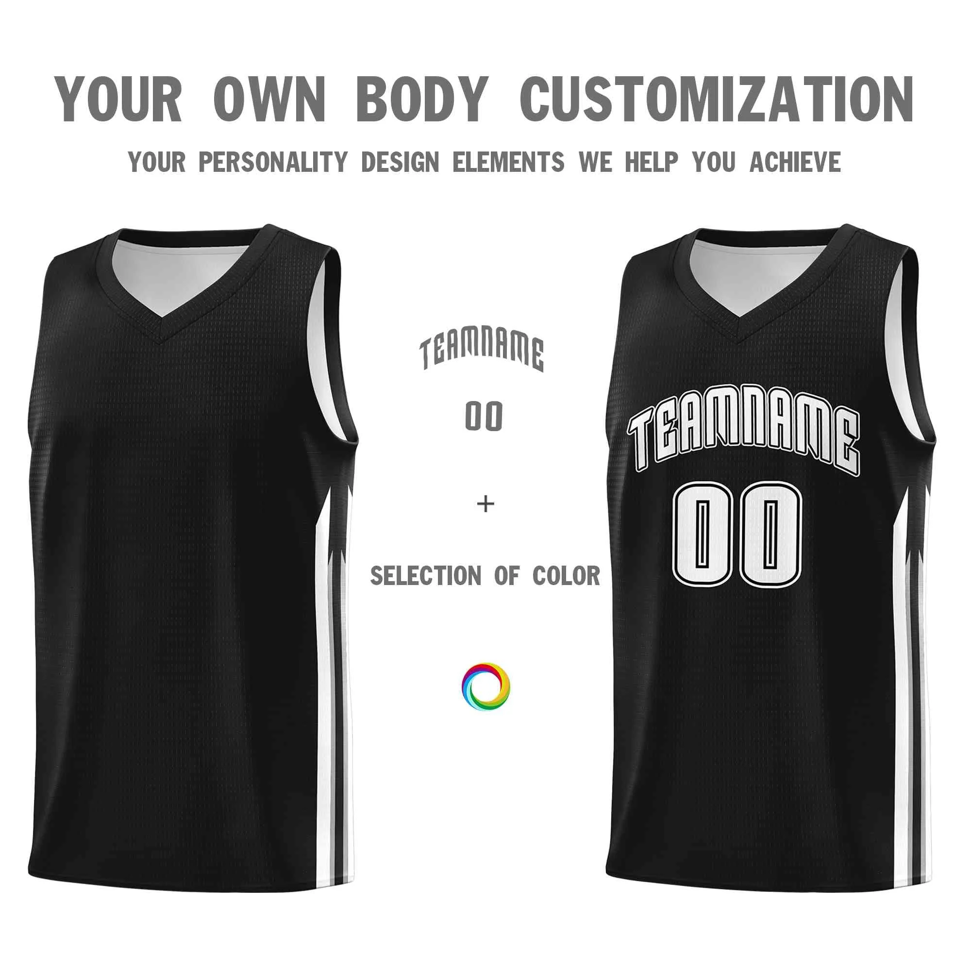 Custom Black White-Classic Tops Mesh Sport Basketball Jersey - Image 3