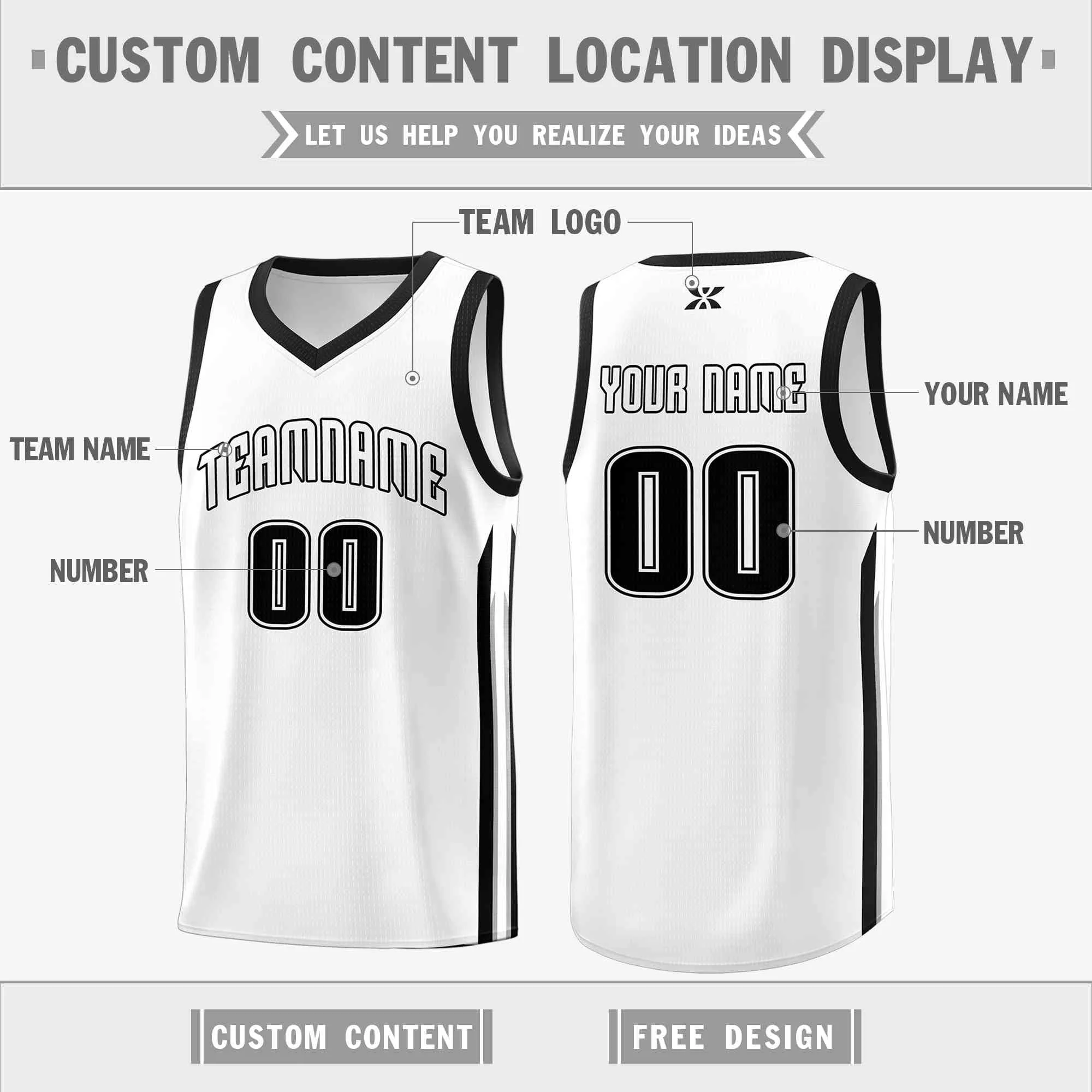 Custom White Black-Classic Tops Mesh Sport Basketball Jersey - Image 2