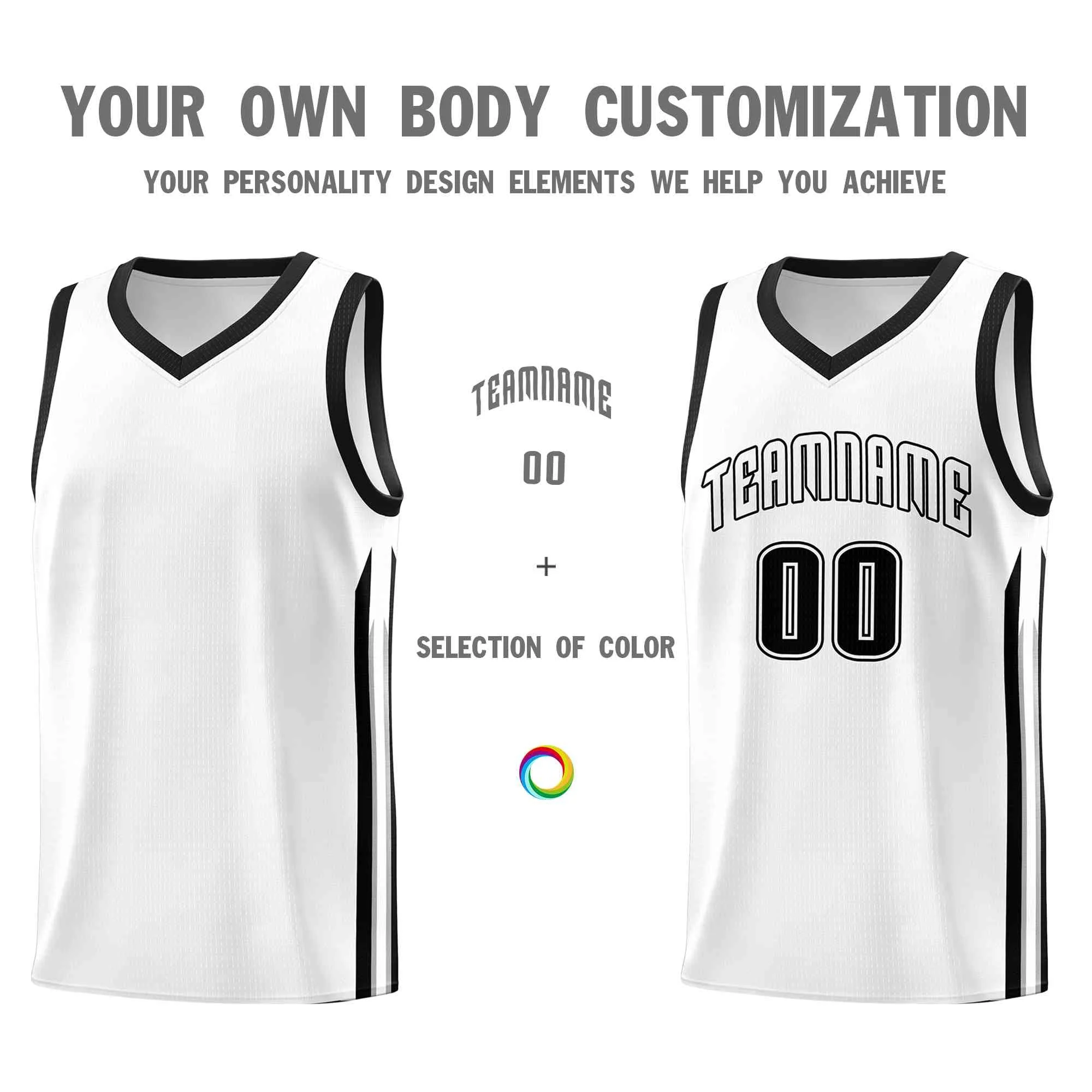 Custom White Black-Classic Tops Mesh Sport Basketball Jersey - Image 3
