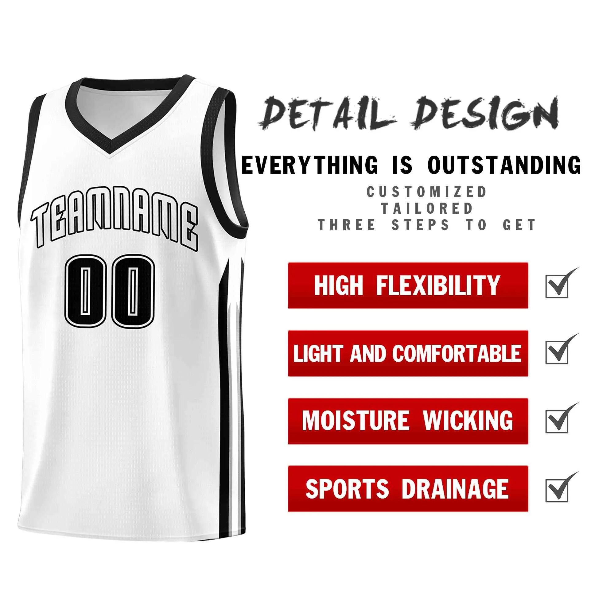 Custom White Black-Classic Tops Mesh Sport Basketball Jersey - Image 4