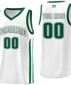 Custom White Green-Classic Tops Mesh Sport Basketball Jersey