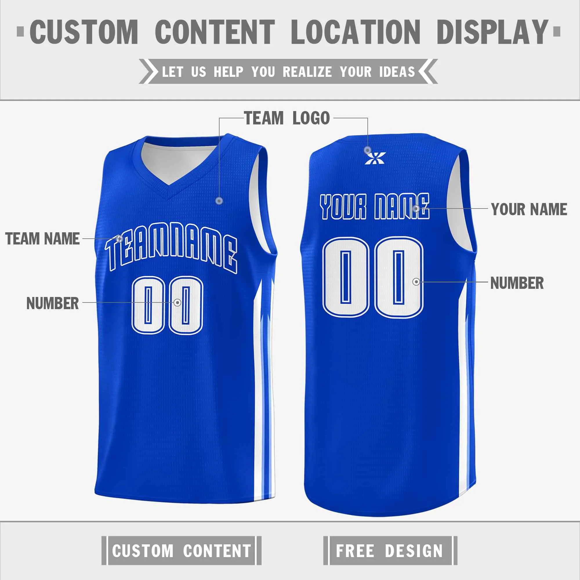 Custom Royal White-Classic Tops Mesh Sport Basketball Jersey - Image 2