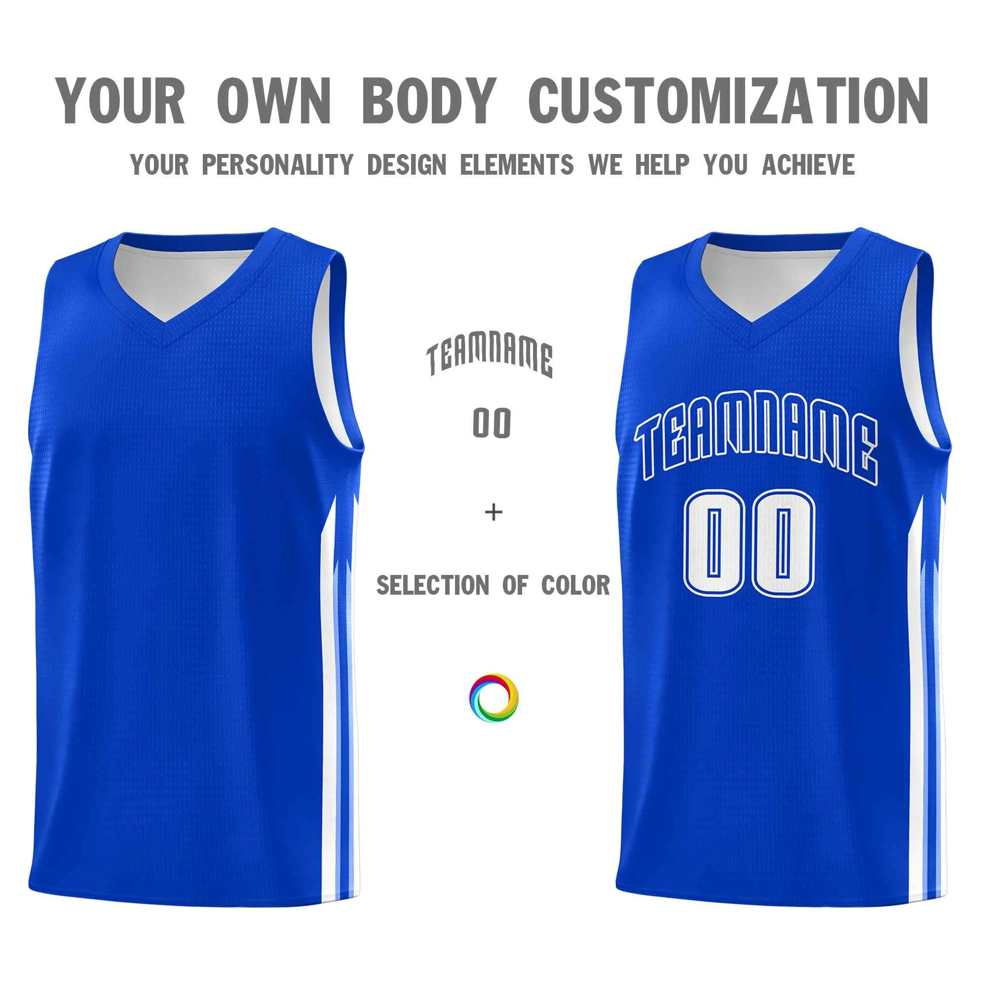 Custom Royal White-Classic Tops Mesh Sport Basketball Jersey - Image 3
