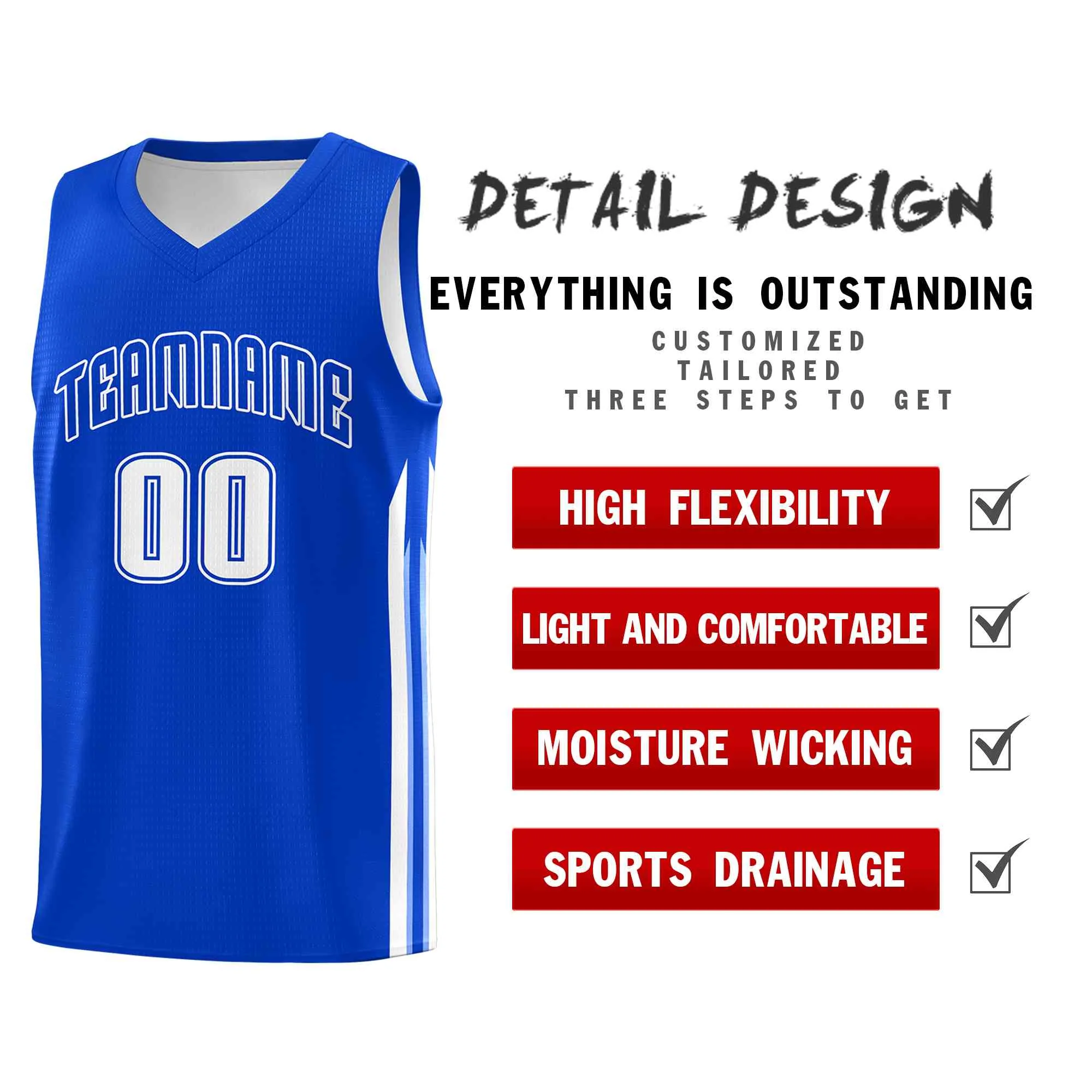Custom Royal White-Classic Tops Mesh Sport Basketball Jersey - Image 4