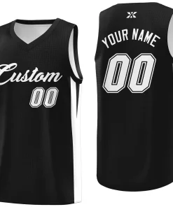 Custom Black White Classic Tops Outdoor Basketball Jersey