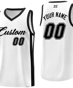 Custom White Black Classic Tops Outdoor Basketball Jersey