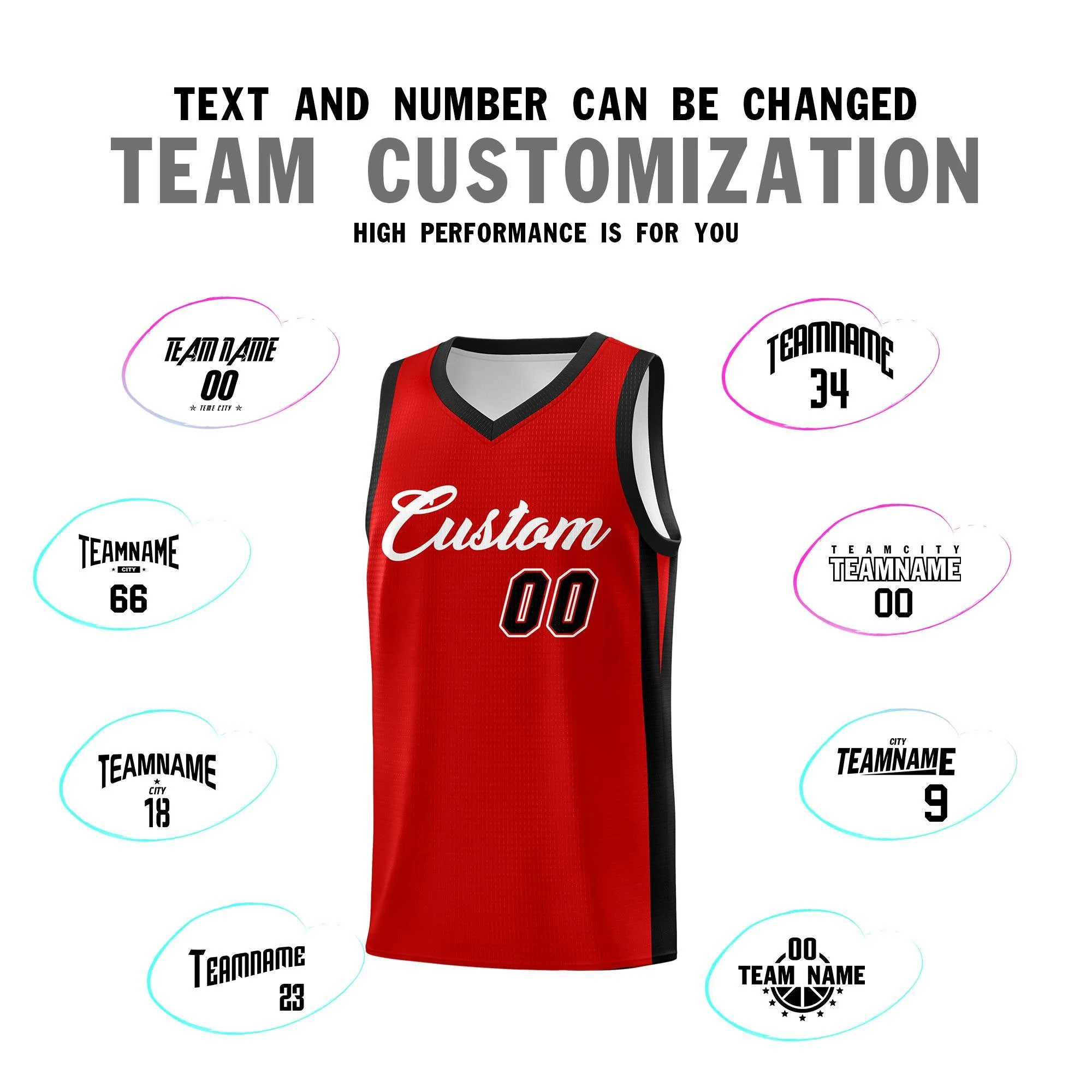 Custom Red White Classic Tops Outdoor Basketball Jersey - Image 3