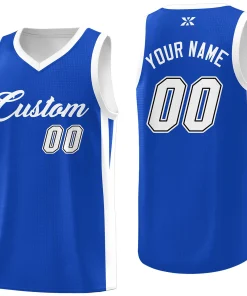 Custom Blue White Classic Tops Outdoor Basketball Jersey