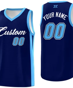 Custom Navy White Classic Tops Outdoor Basketball Jersey