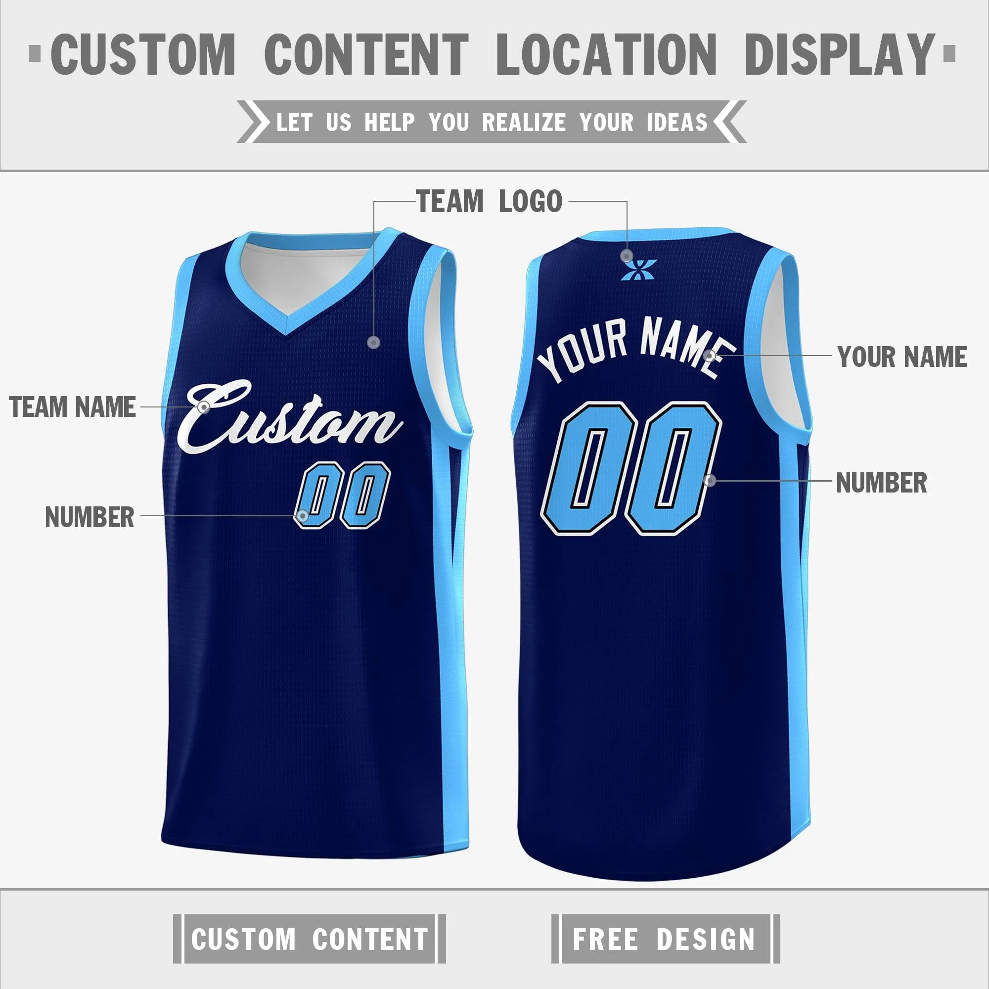 Custom Navy White Classic Tops Outdoor Basketball Jersey - Image 2