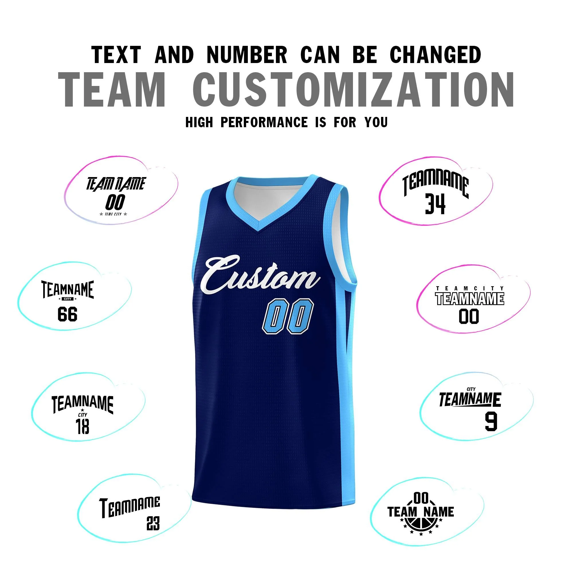 Custom Navy White Classic Tops Outdoor Basketball Jersey - Image 3