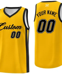 Custom Yellow Black Classic Tops Outdoor Basketball Jersey