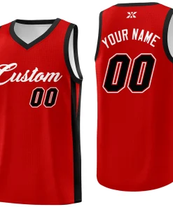 Custom Red White Classic Tops Outdoor Sports Basketball Jersey