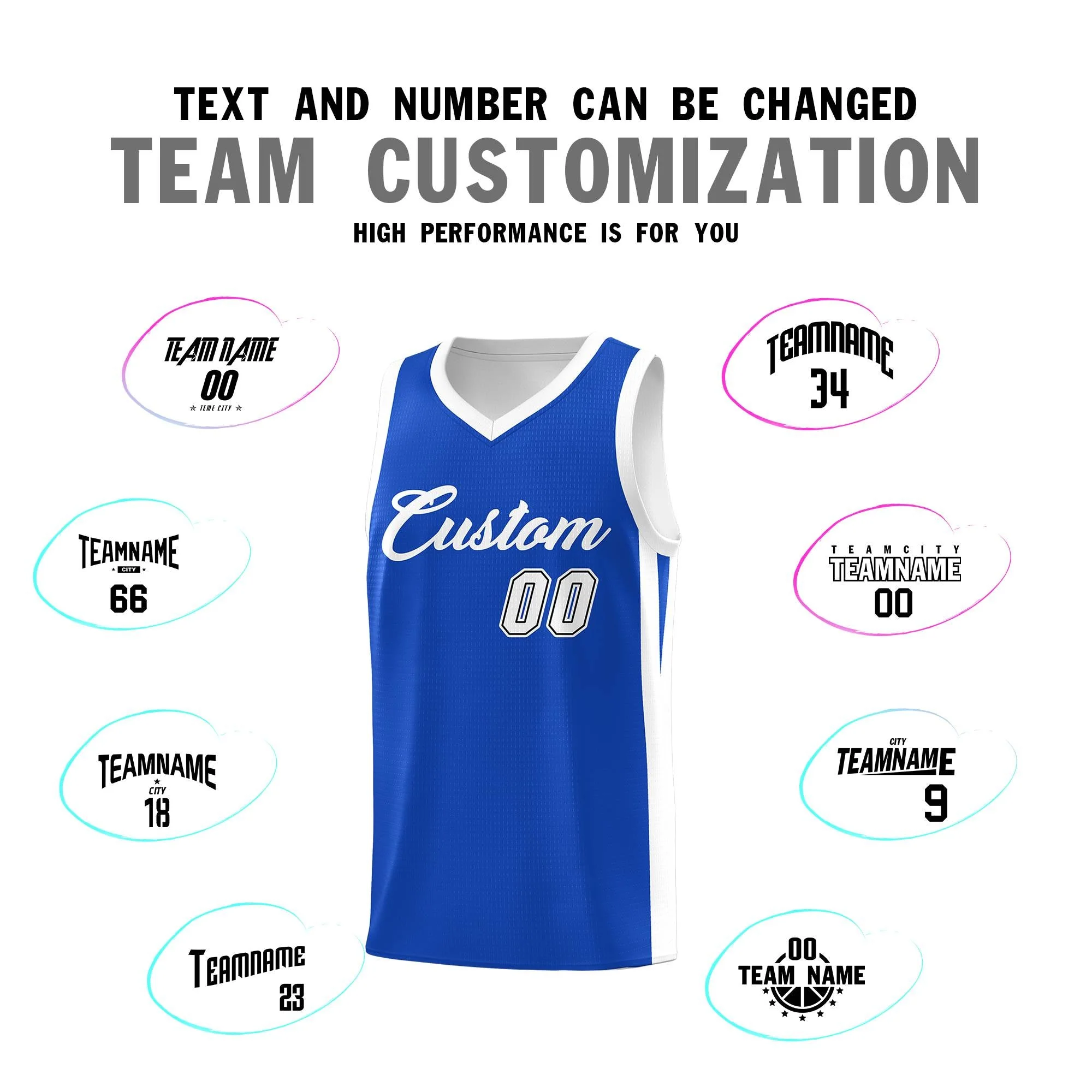 Custom Blue White Classic Tops Outdoor Sports Basketball Jersey - Image 4