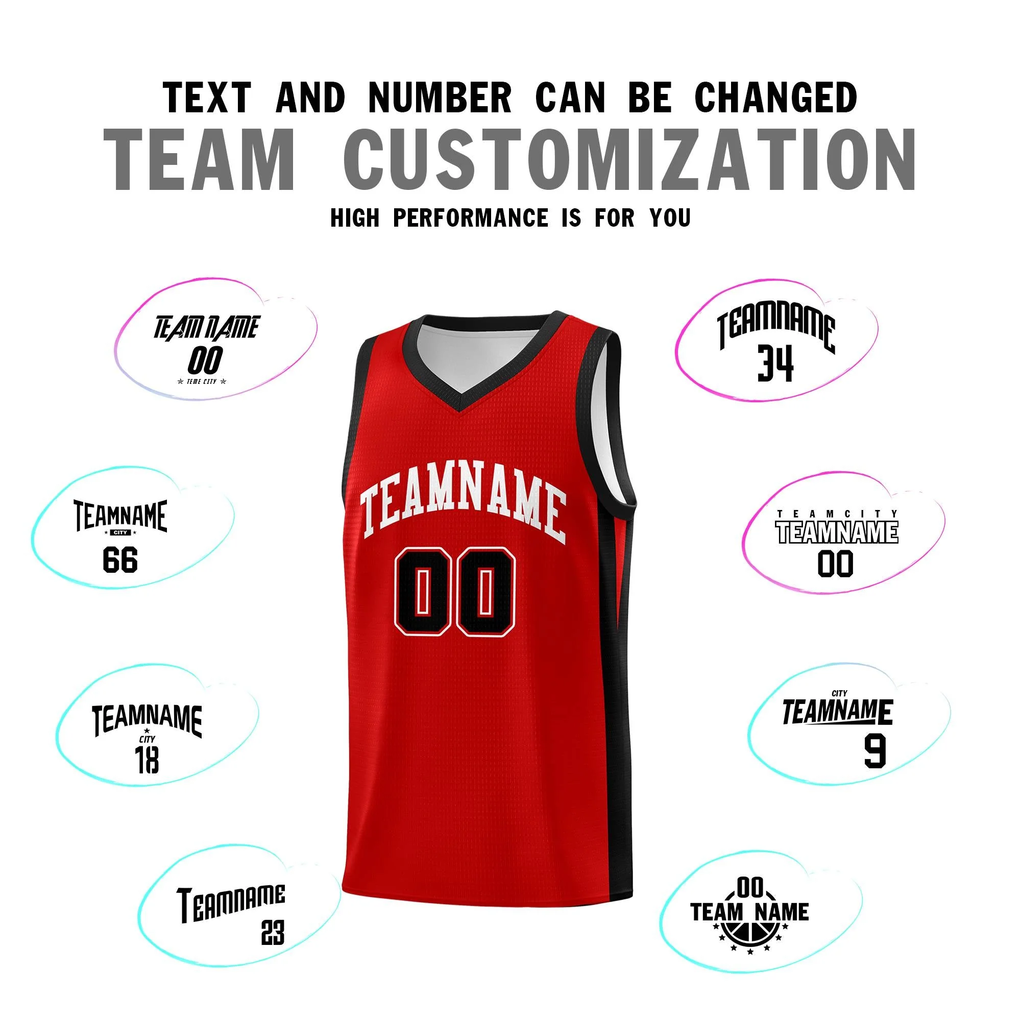 Custom Red White Classic Tops Sports Uniform Basketball Jersey - Image 3