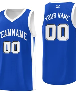 Custom Blue White Classic Tops Sports Uniform Basketball Jersey