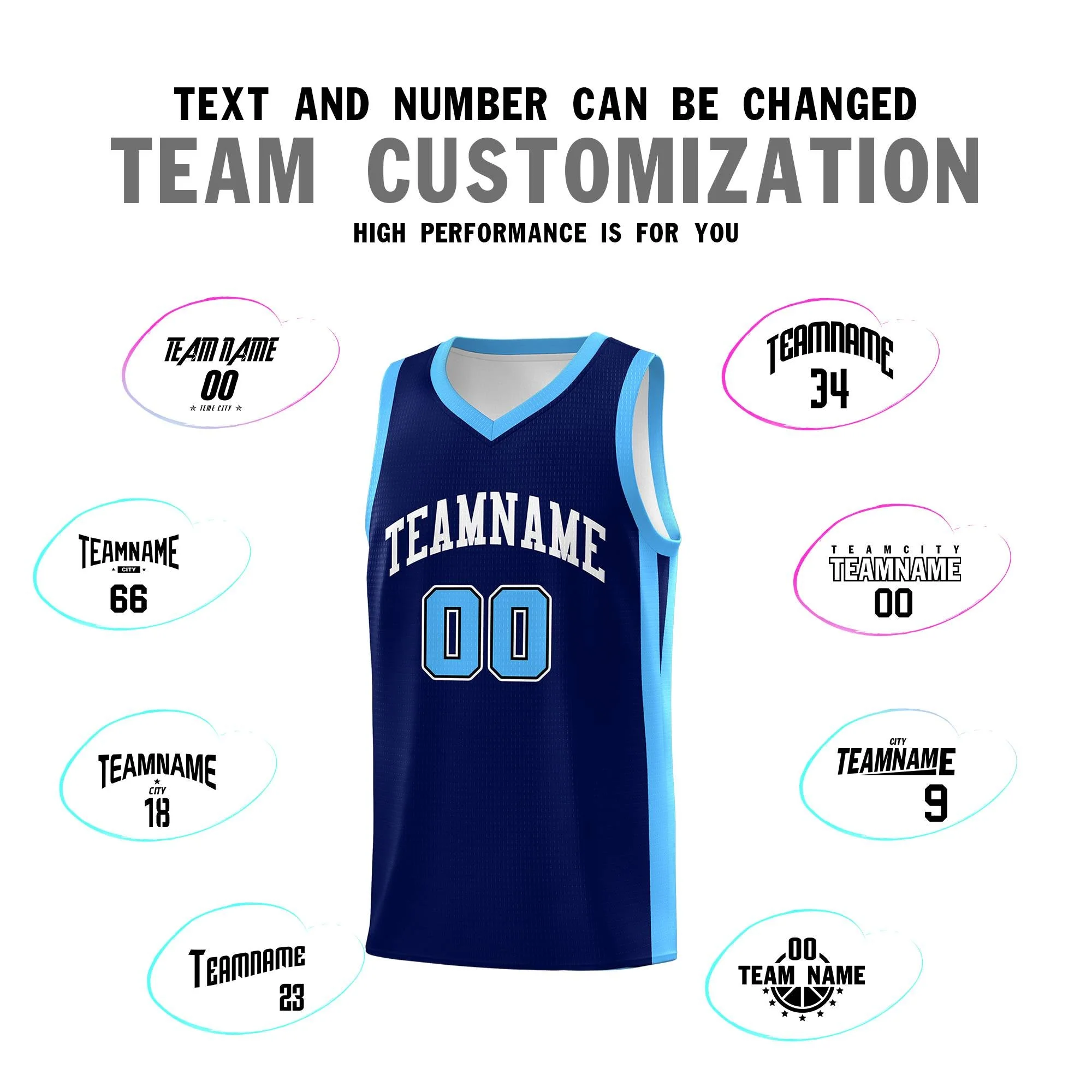 Custom Navy White Classic Tops Sports Uniform Basketball Jersey - Image 3
