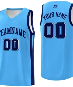 Custom Powder Blue Black Classic Tops Sports Uniform Basketball Jersey