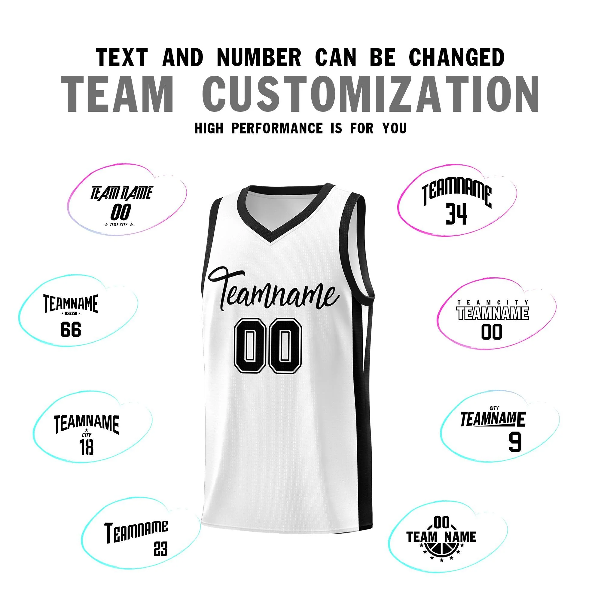 Custom White Black Classic Tops Sports Personalized Basketball Jersey - Image 3