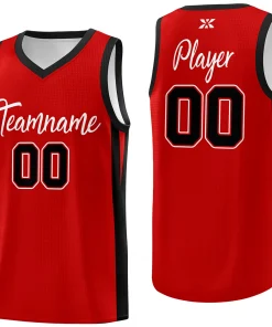 Custom Red White Classic Tops Sports Personalized Basketball Jersey