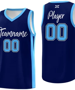 Custom Navy White Classic Tops Sports Personalized Basketball Jersey