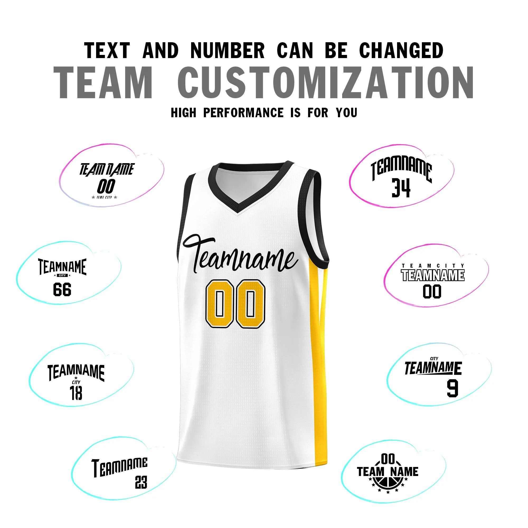 Custom White Black Classic Tops Outdoor Personalized Basketball Jersey - Image 3