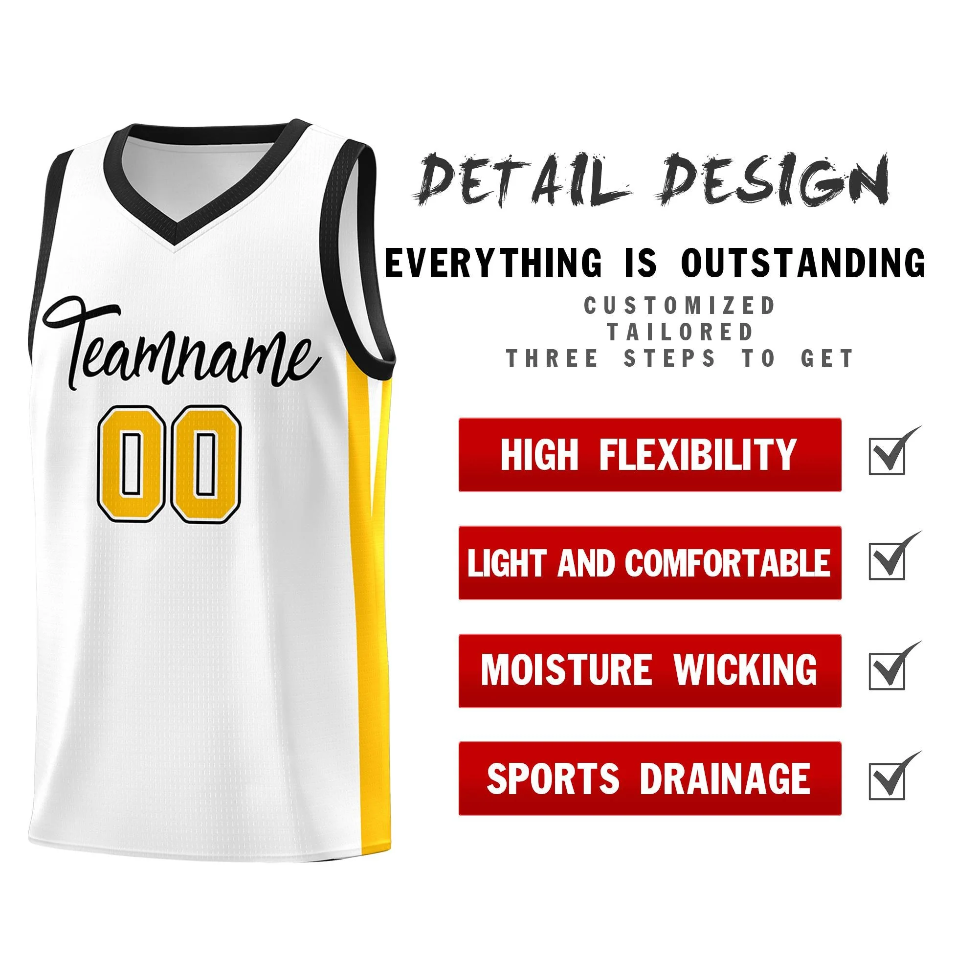 Custom White Black Classic Tops Outdoor Personalized Basketball Jersey - Image 4