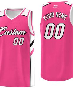 Custom Pink White-Black Classic Tops Style Mesh Sport Basketball Jersey