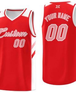 Custom Red Pink-White Classic Tops Style Mesh Sport Basketball Jersey