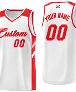Custom White Red-Pink Classic Tops Style Mesh Sport Basketball Jersey