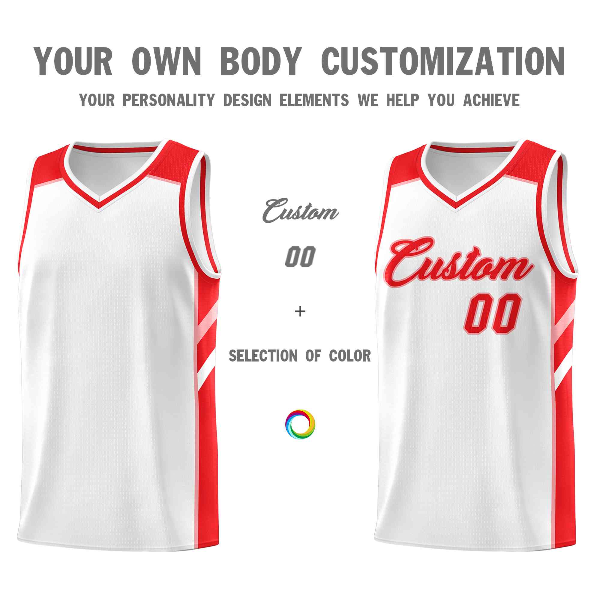 Custom White Red-Pink Classic Tops Style Mesh Sport Basketball Jersey - Image 3