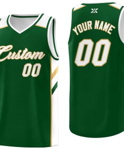 Custom Green White-Old Gold Classic Tops Style Mesh Sport Basketball Jersey