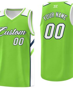 Custom Neon Green White-Navy Classic Tops Style Mesh Sport Basketball Jersey