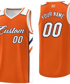Custom Orange White-Navy Classic Tops Style Mesh Sport Basketball Jersey
